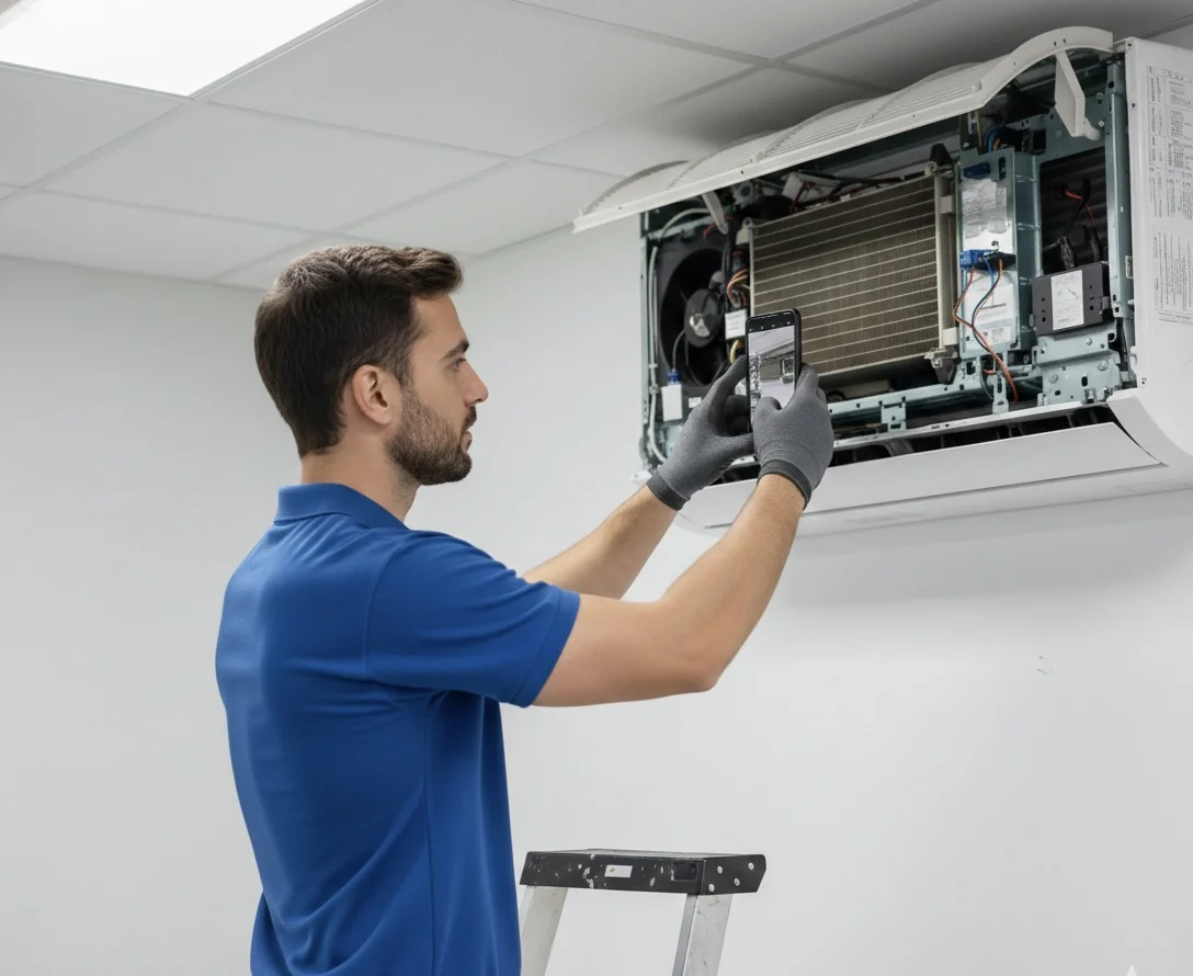 Técnico realizando servicio de mantenimiento